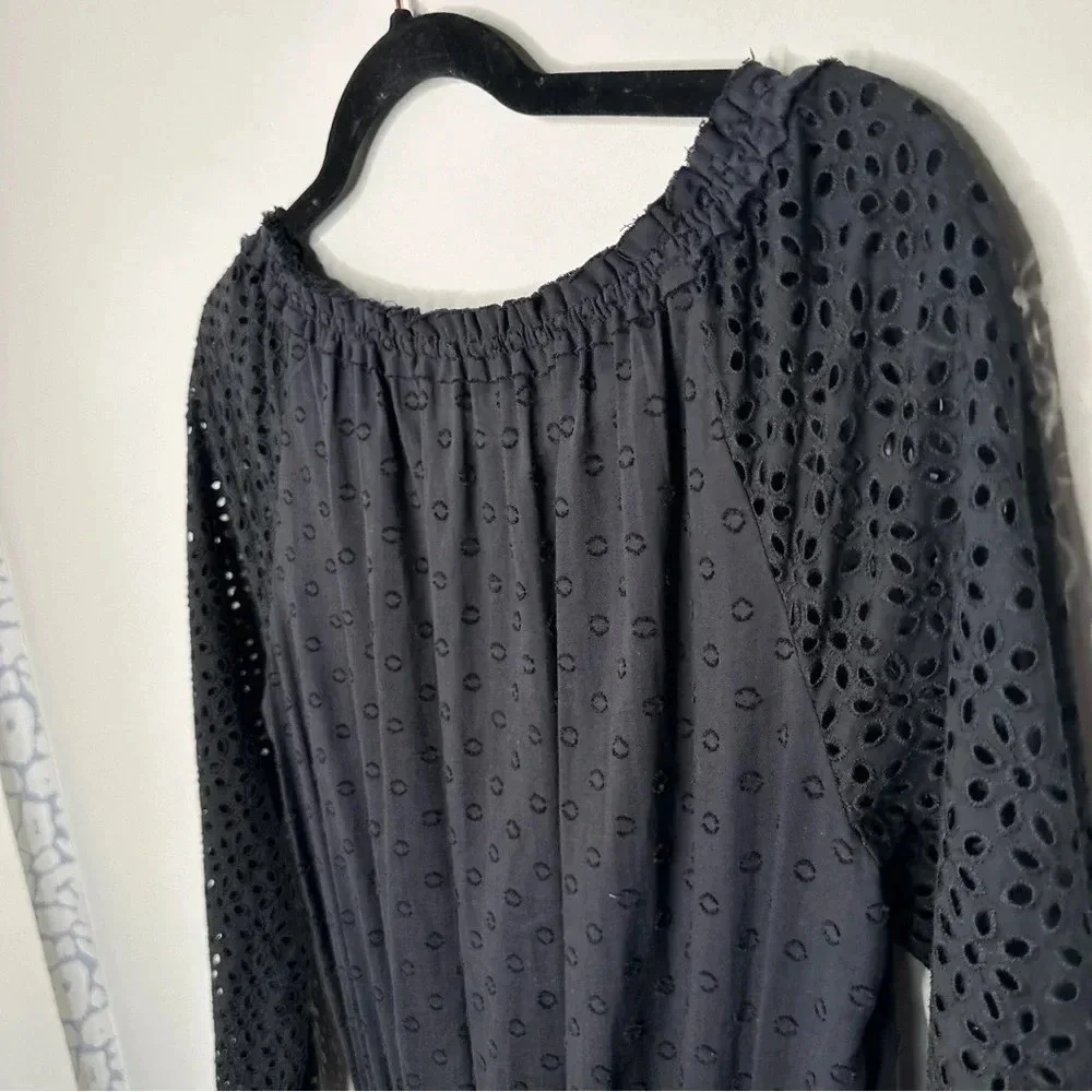 Roller Rabbit The Arista Black Eyelet Mini Dress Size Small Cotton Neutral‎